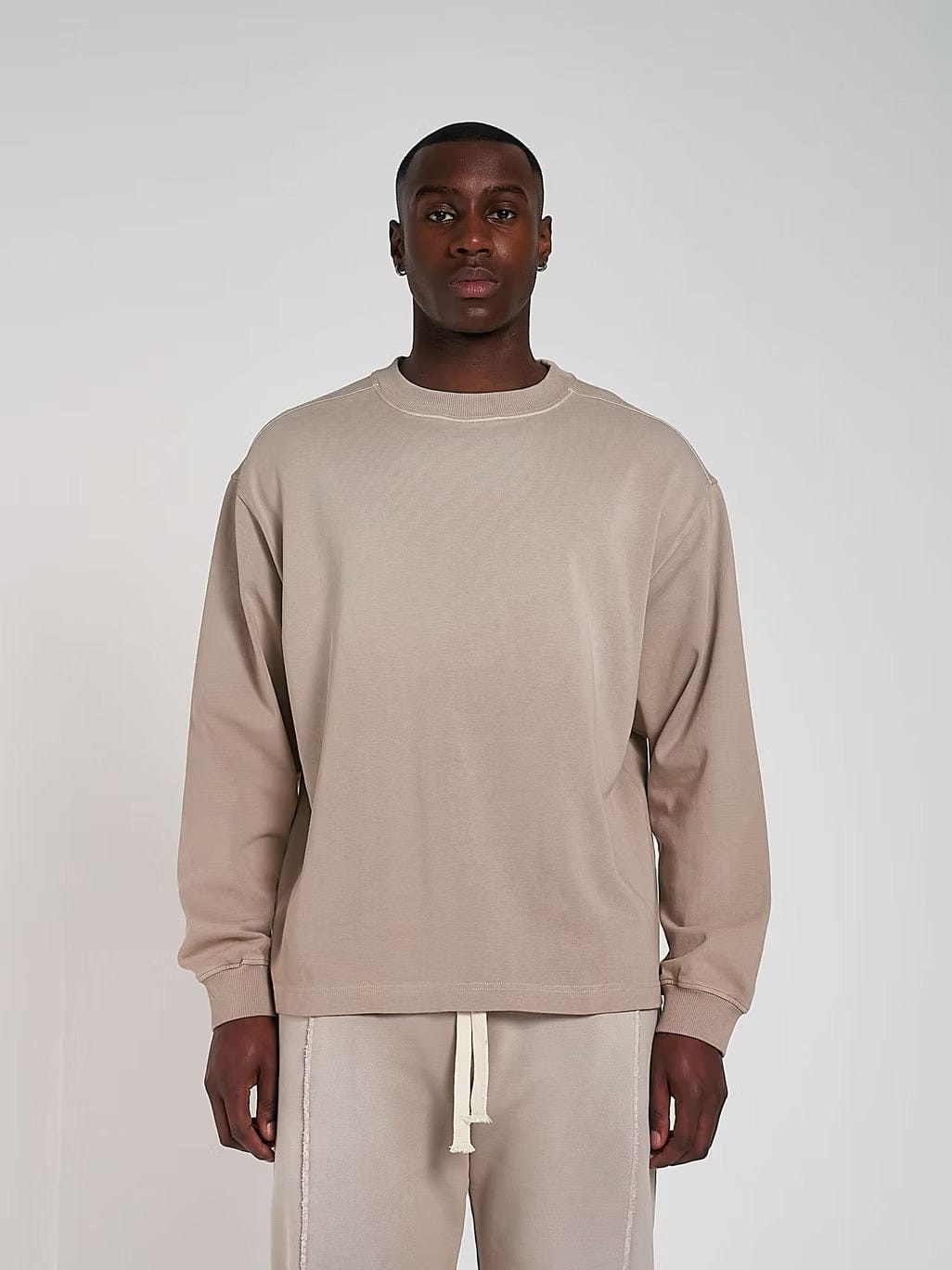KAIZEN MARKET BLANK HEAVYWEIGHT FADE OUT LONGSLEEVE TEE MOCHA — XS — Back View
