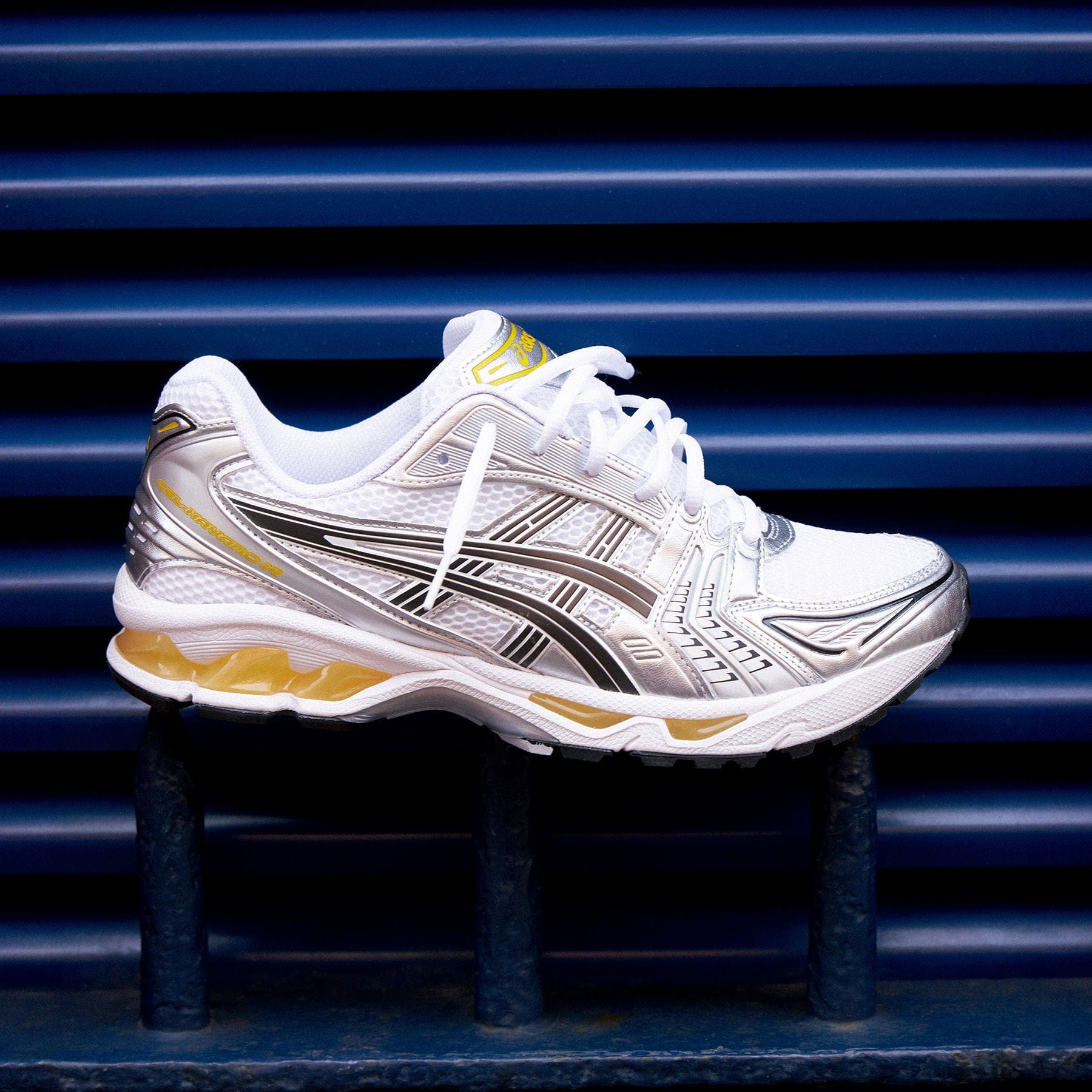 Asics Gel Kayano 14 'White Tai-Chi Yellow' — UK 3 | EU 36 | US 4 — Lifestyle View