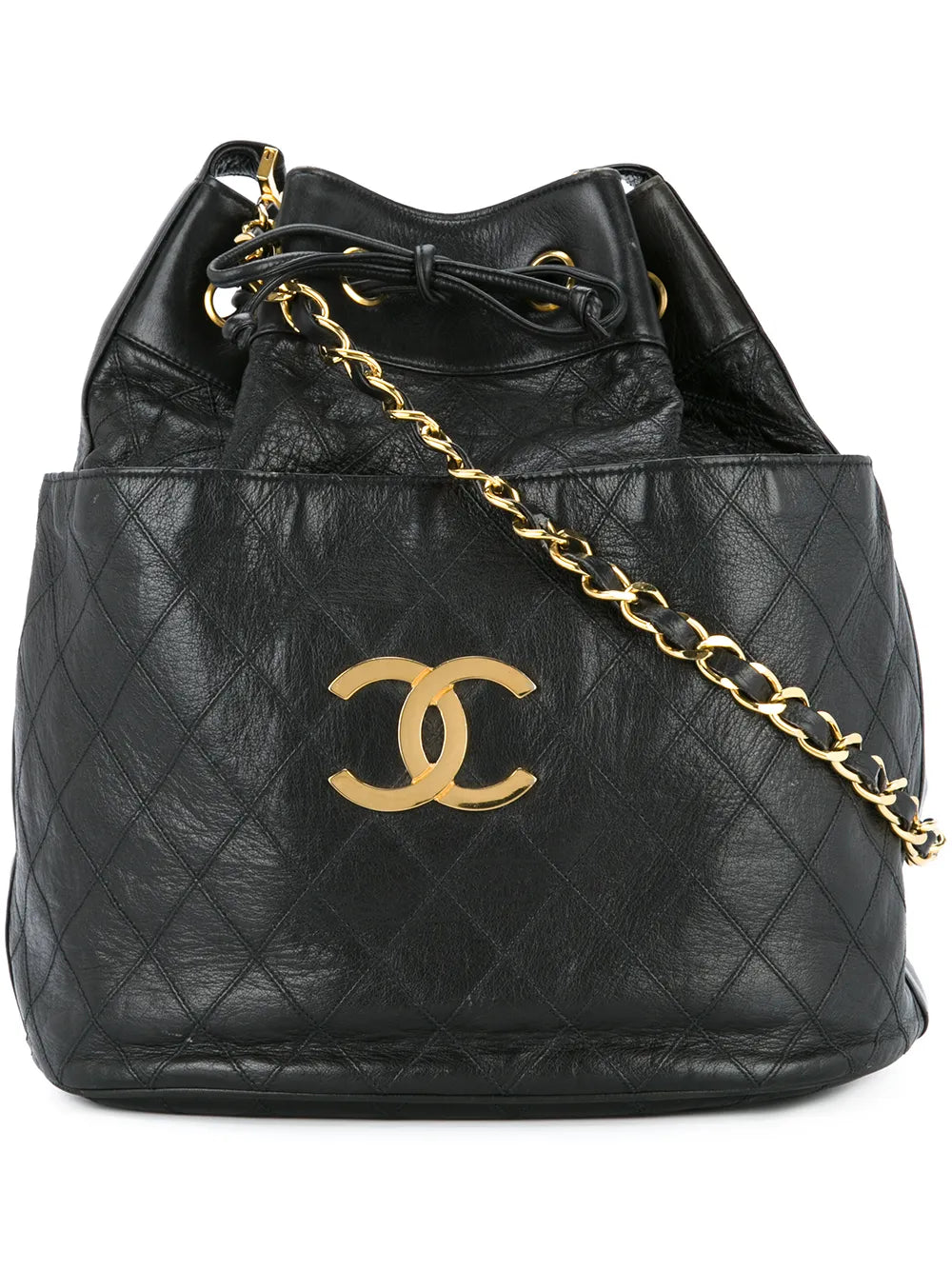 Chanel Pre Owned Drawstring Quilted Chain Shoulder Bag — Same as shown — Size One Size — Front View