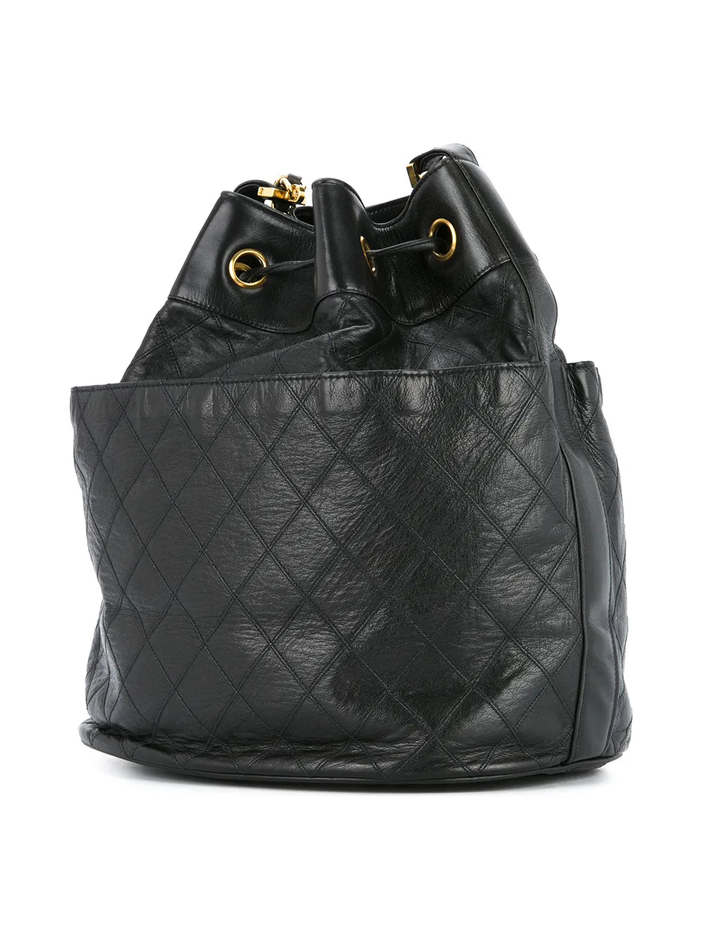 Chanel Pre Owned Drawstring Quilted Chain Shoulder Bag — Same as shown — Size One Size — Back View