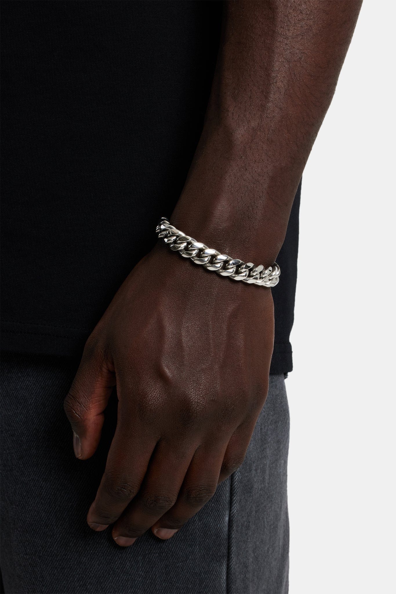 Cernucci Miami Cuban Link Bracelet - 12mm - White — 7" — Front View