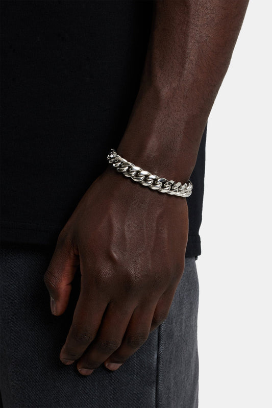 Cernucci Miami Cuban Link Bracelet - 12mm - White — 7" — Front View