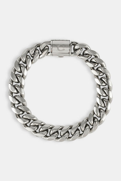 Cernucci Miami Cuban Link Bracelet - 12mm - White — 7" — Side View