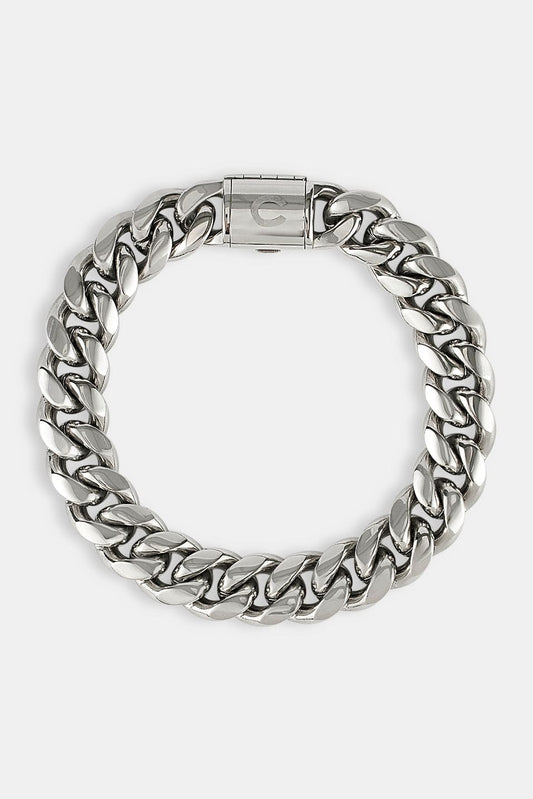 Cernucci Miami Cuban Link Bracelet - 12mm - White — 7" — Side View