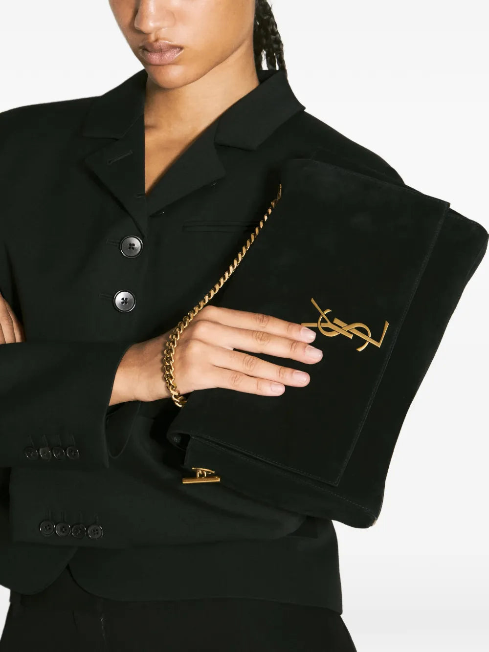 Saint Laurent Medium Kate Logo Plaque Shoulder Bag — Same as shown — Size One Size — Top View