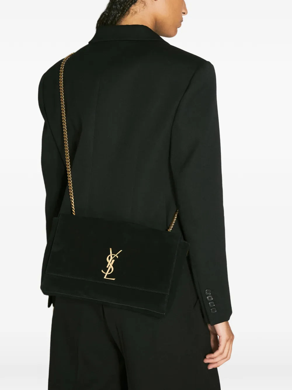 Saint Laurent Medium Kate Logo Plaque Shoulder Bag — Same as shown — Size One Size — Back View