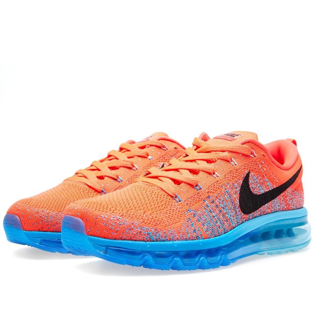 Nike Flyknit Max Bright Crimson, Black & Blue — UK 3 | EU 35.5 | US 3.5 — Side View