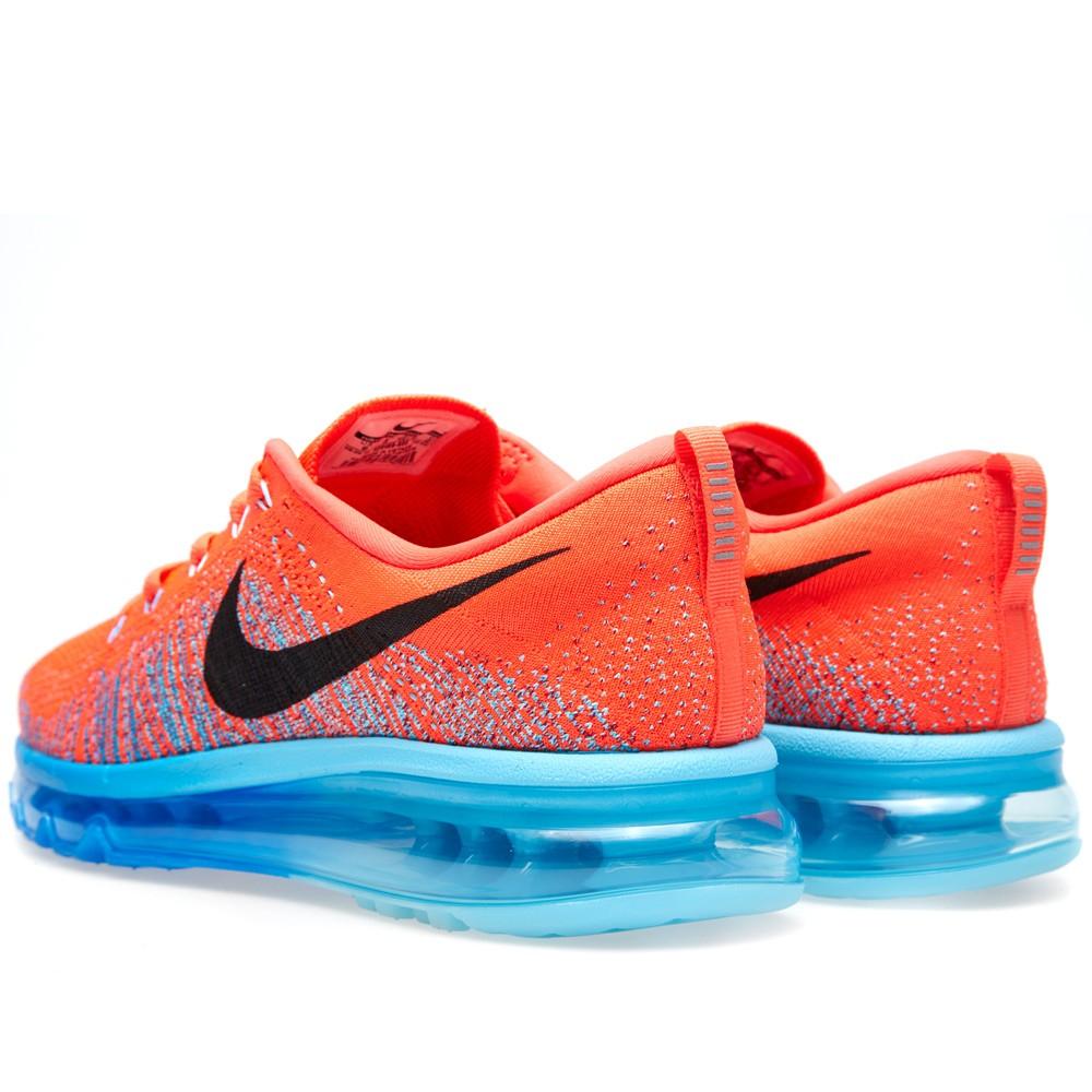 Nike Flyknit Max Bright Crimson, Black & Blue — UK 3 | EU 35.5 | US 3.5 — Back View