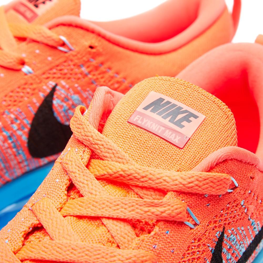Nike Flyknit Max Bright Crimson, Black & Blue — UK 3 | EU 35.5 | US 3.5 — Top View