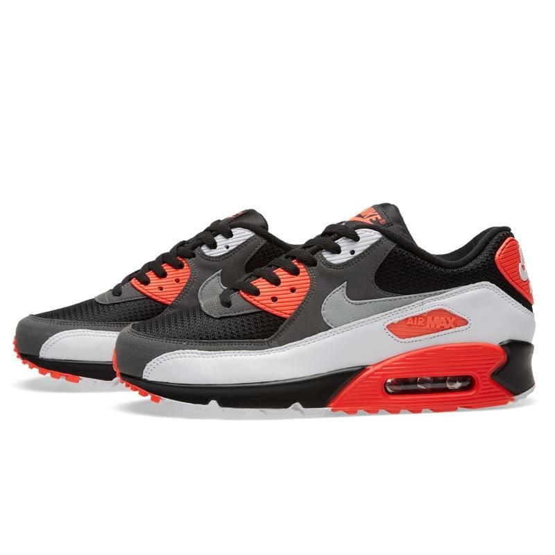 NIKE AIR MAX 90 OG 'REVERSE INFRARED' Black, Neutral & Dark Grey — UK 3 | EU 35.5 | US 3.5 — Front View