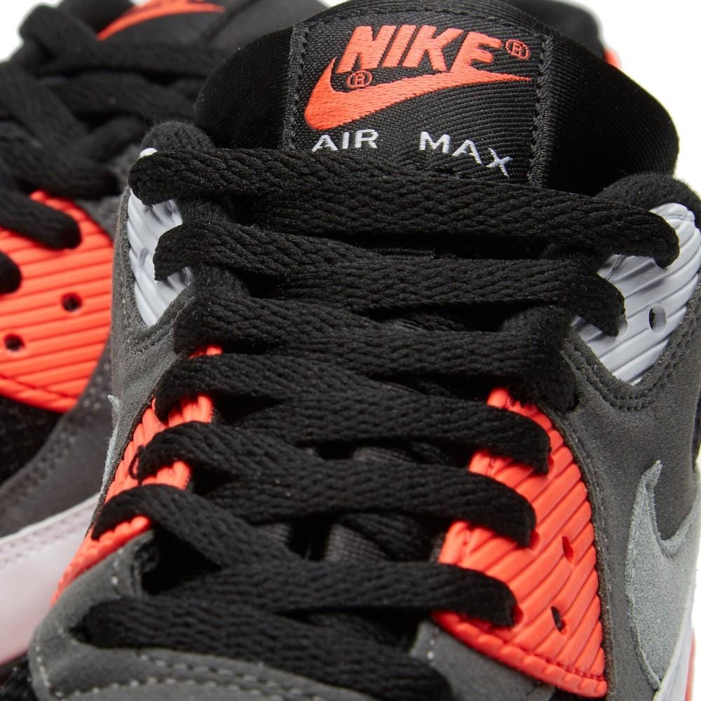 NIKE AIR MAX 90 OG 'REVERSE INFRARED' Black, Neutral & Dark Grey — UK 3 | EU 35.5 | US 3.5 — Top View
