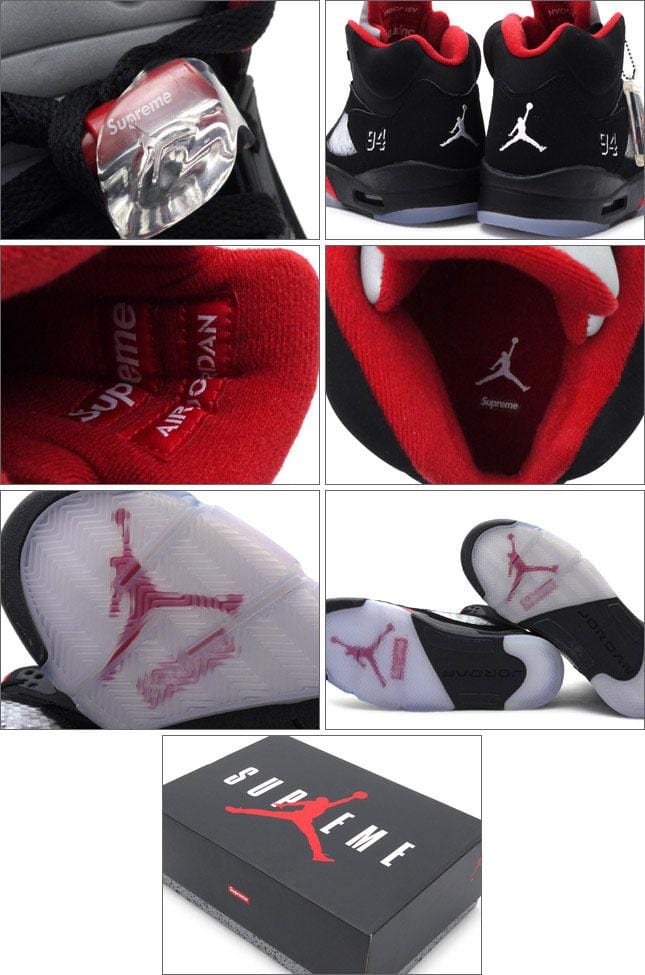 AIR JORDAN 5 RETRO SUPREME "SUPREME" Black — UK 3 | EU 35.5 | US 3.5 — Lifestyle View