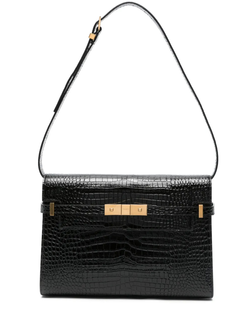 Saint Laurent Manhattan Crocodile Embossed Shoulder Bag — Same as shown — Size One Size — Front View
