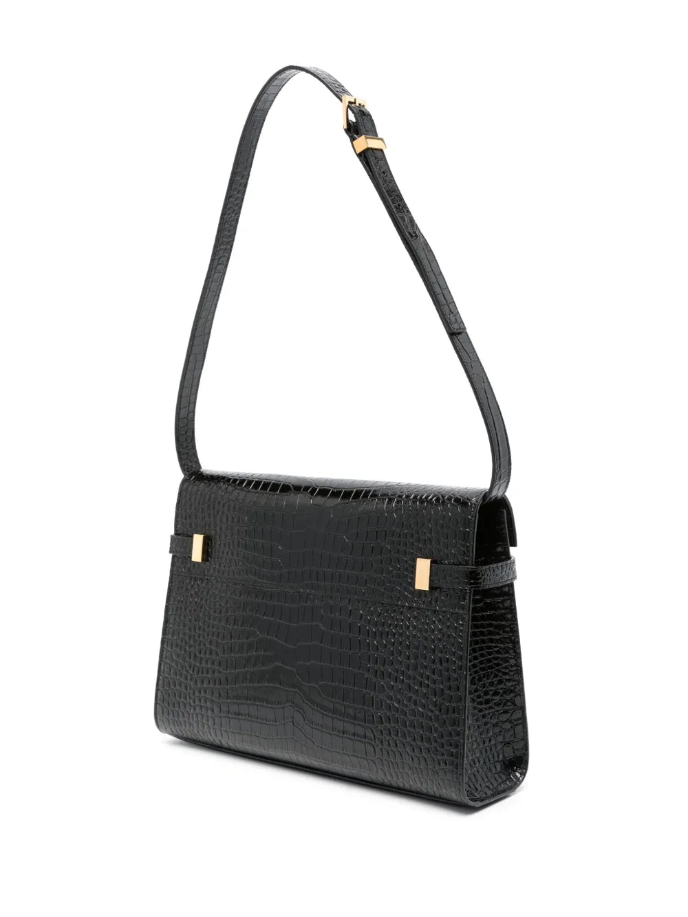 Saint Laurent Manhattan Crocodile Embossed Shoulder Bag — Same as shown — Size One Size — Back View