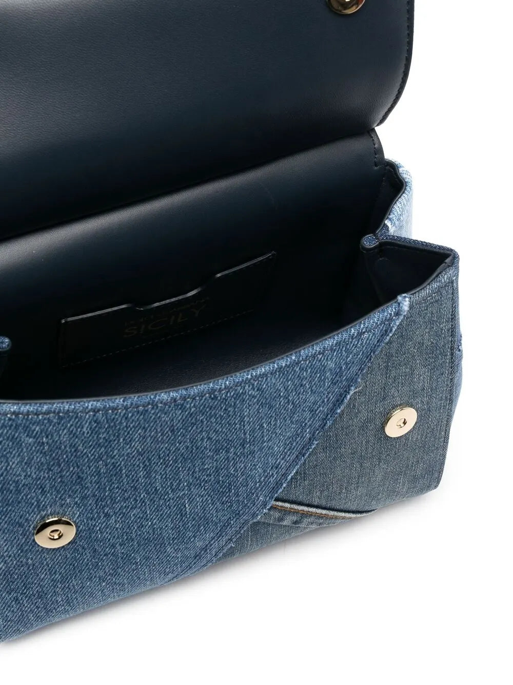 Dolce Gabbana Small Sicily Patchwork Denim Shoulder Bag — Same as shown — Size One Size — Detail View