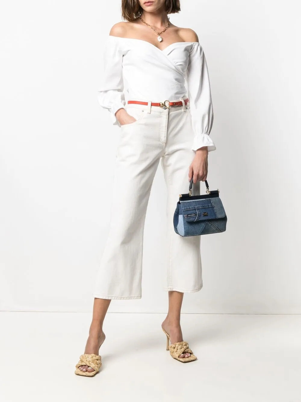 Dolce Gabbana Small Sicily Patchwork Denim Shoulder Bag — Same as shown — Size One Size — Side View