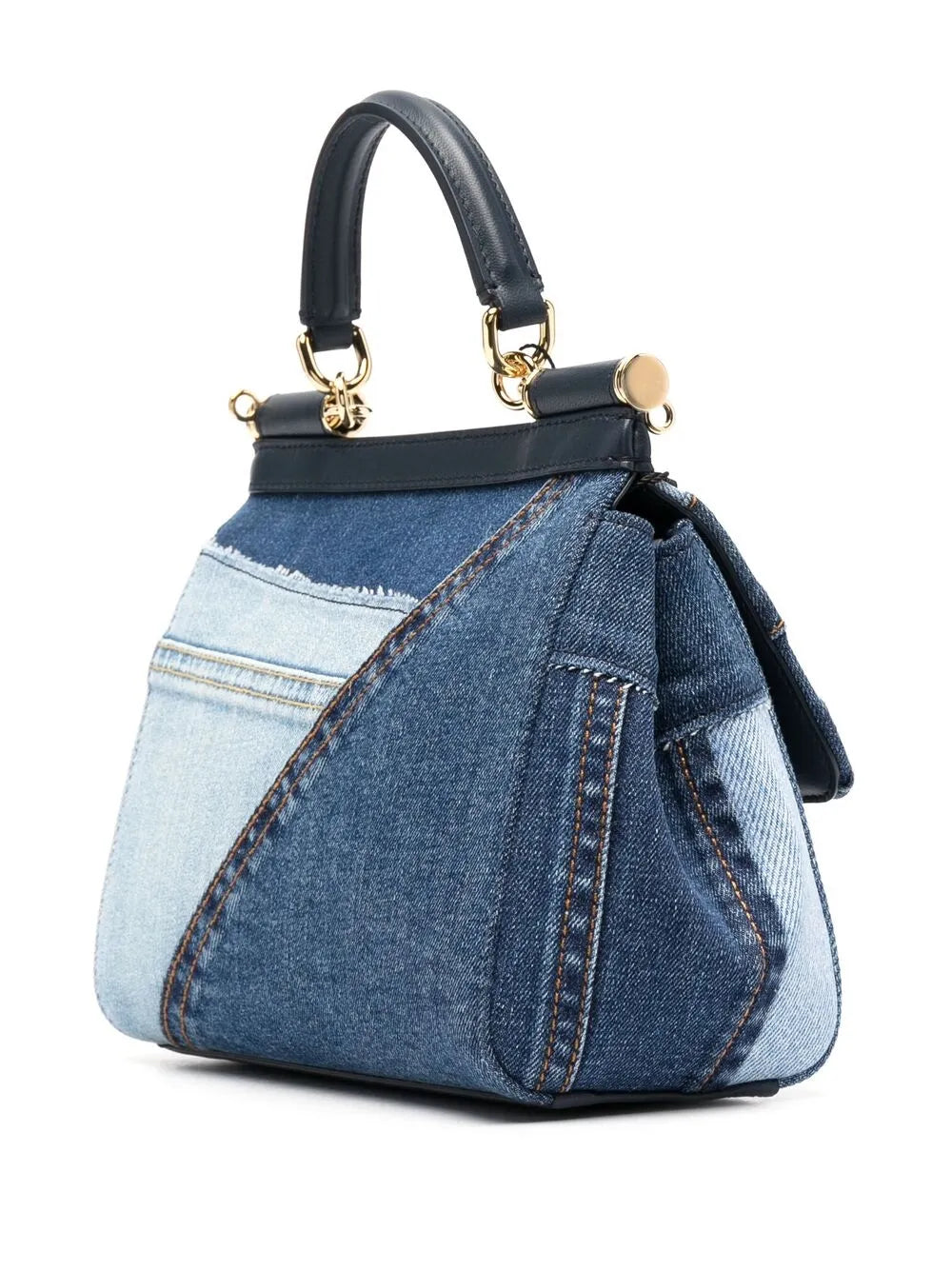 Dolce Gabbana Small Sicily Patchwork Denim Shoulder Bag — Same as shown — Size One Size — Back View