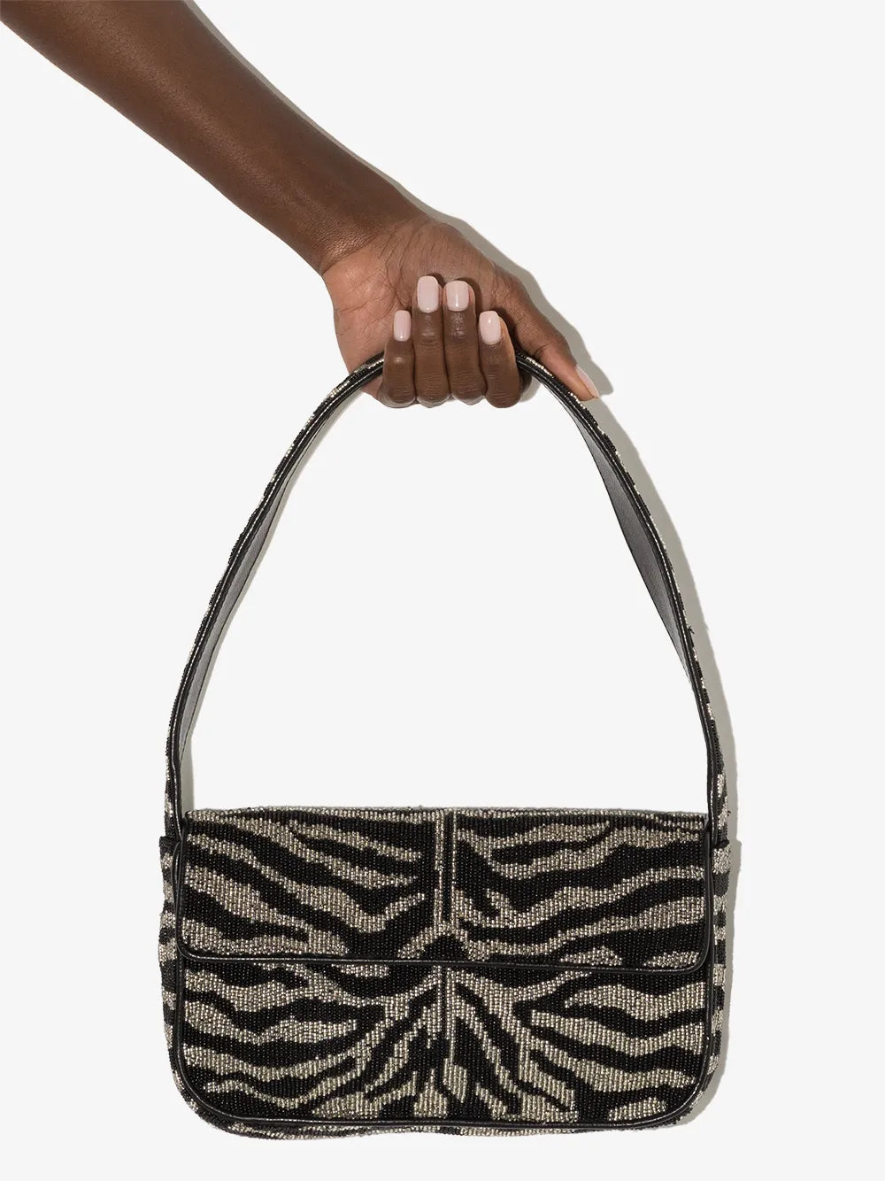 Staud Tommy Beaded Zebra Pattern Shoulder Bag — Same as shown — Size One Size — Top View