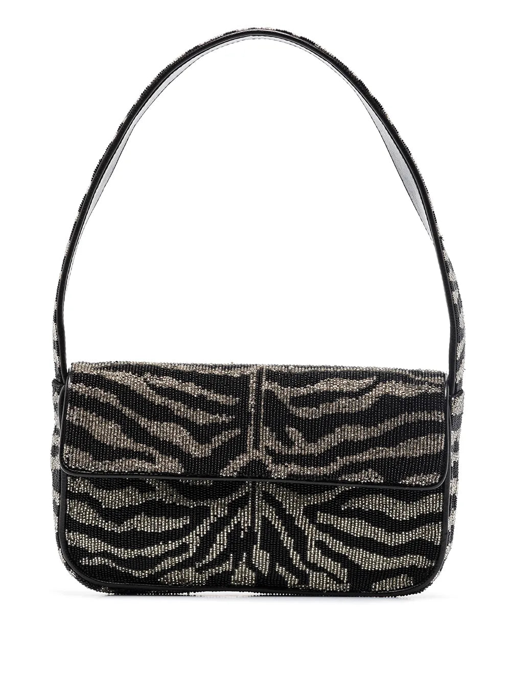 Staud Tommy Beaded Zebra Pattern Shoulder Bag — Same as shown — Size One Size — Front View