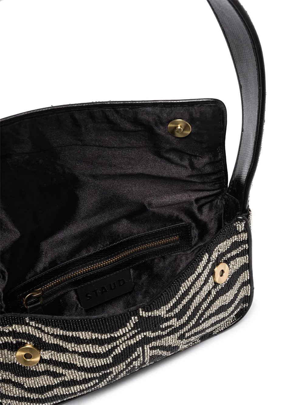 Staud Tommy Beaded Zebra Pattern Shoulder Bag — Same as shown — Size One Size — Detail View