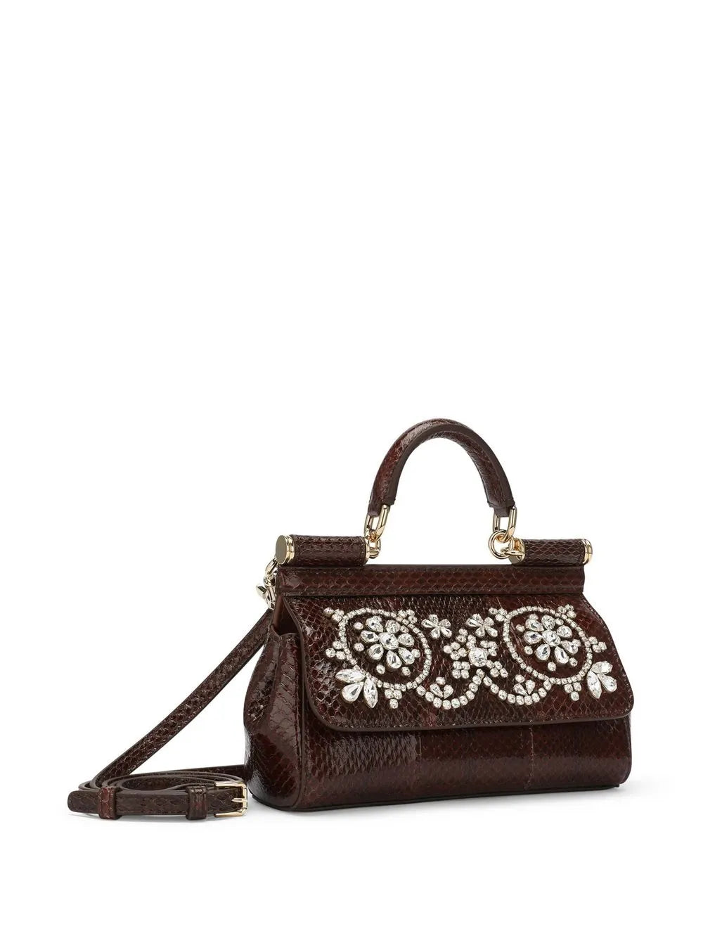 Dolce Gabbana Small Sicily Rhinestone Embellished Top Handle Bag — Same as shown — Size One Size — Back View