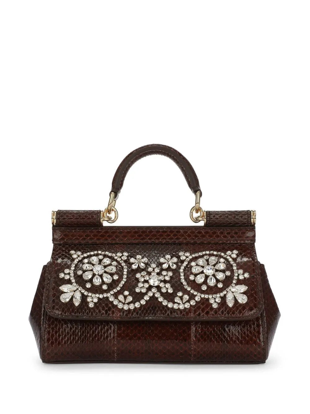 Dolce Gabbana Small Sicily Rhinestone Embellished Top Handle Bag — Same as shown — Size One Size — Front View