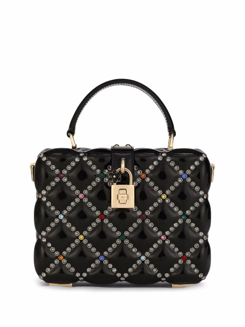 Dolce Gabbana Dolce Box Rhinestone Embellished Top Handle Bag — Same as shown — Size One Size — Front View