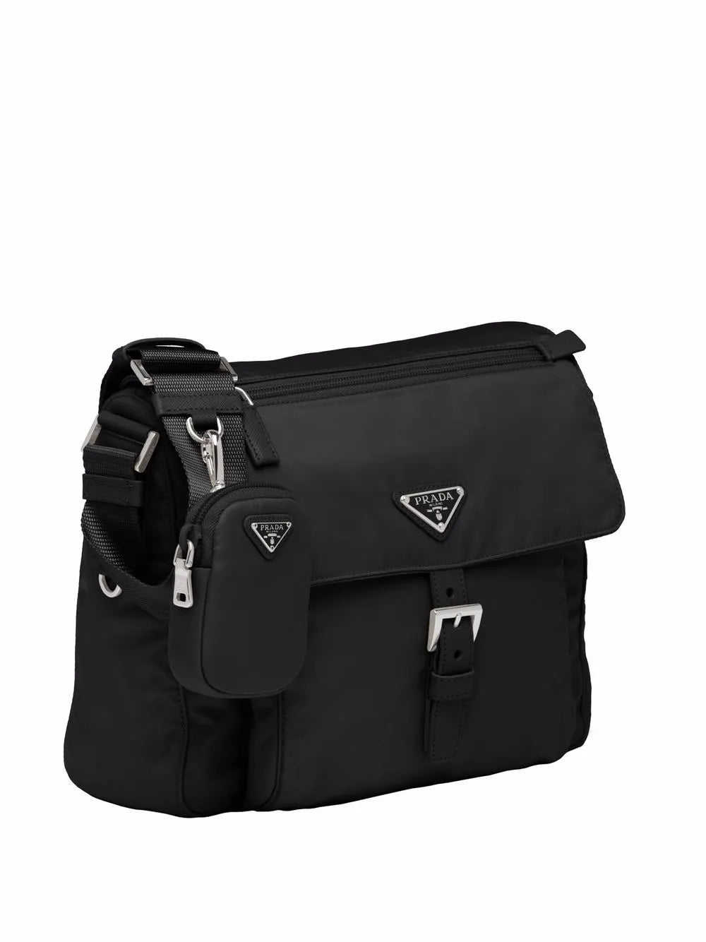 Prada Re Nylon Triangle Logo Plaque Shoulder Bag — Same as shown — Size One Size — Back View