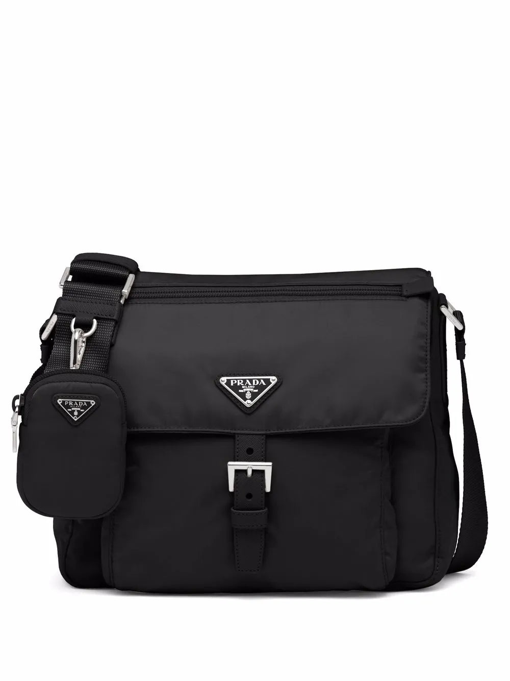 Prada Re Nylon Triangle Logo Plaque Shoulder Bag — Same as shown — Size One Size — Front View