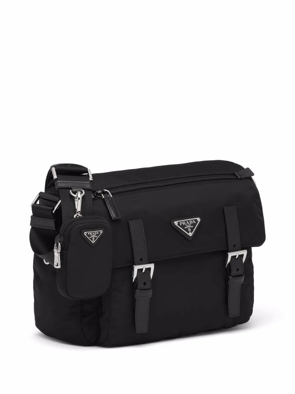 Prada Re Nylon Triangle Logo Plaque Shoulder Bag — Same as shown — Size One Size — Back View
