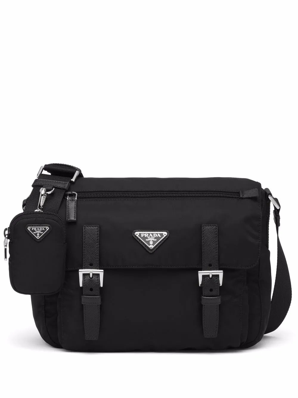 Prada Re Nylon Triangle Logo Plaque Shoulder Bag — Same as shown — Size One Size — Front View