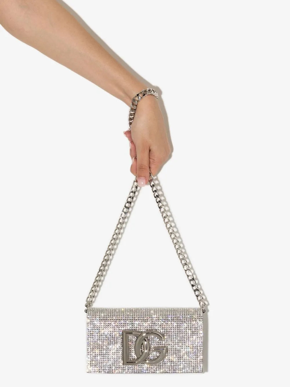 Dolce Gabbana Dg Logo Crystal Embellished Shoulder Bag — Same as shown — Size One Size — Top View