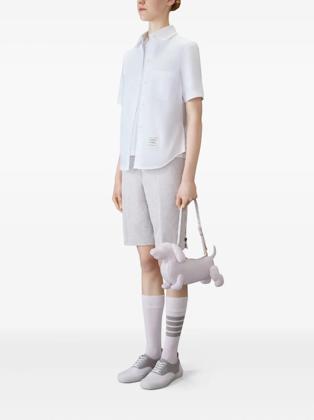 Thom Browne Hector Pebbled Leather Shoulder Bag — Same as shown — Size One Size — Side View