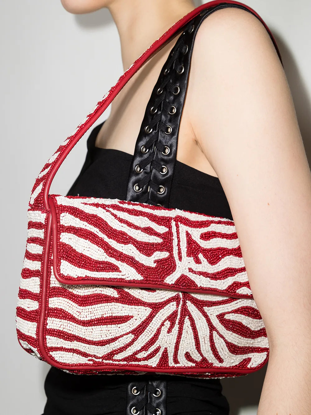Staud Tommy Bead Embellished Shoulder Bag — Same as shown — Size One Size — Side View