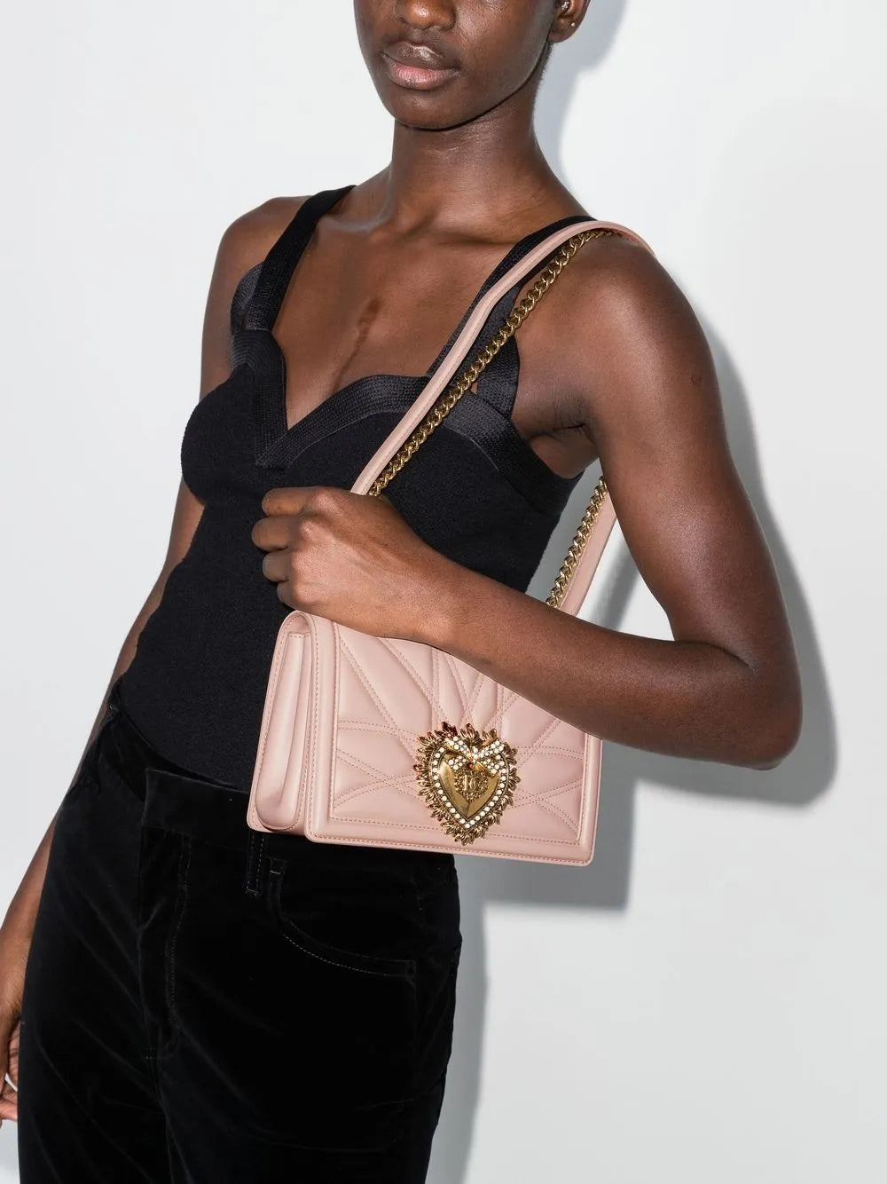 Dolce Gabbana Medium Devotion Quilted Shoulder Bag — Same as shown — Size One Size — Side View