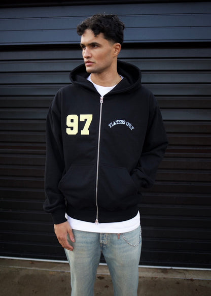 PLAYERS ONLY BLACK JERSEY ZIP HOODIE — Small — Side View