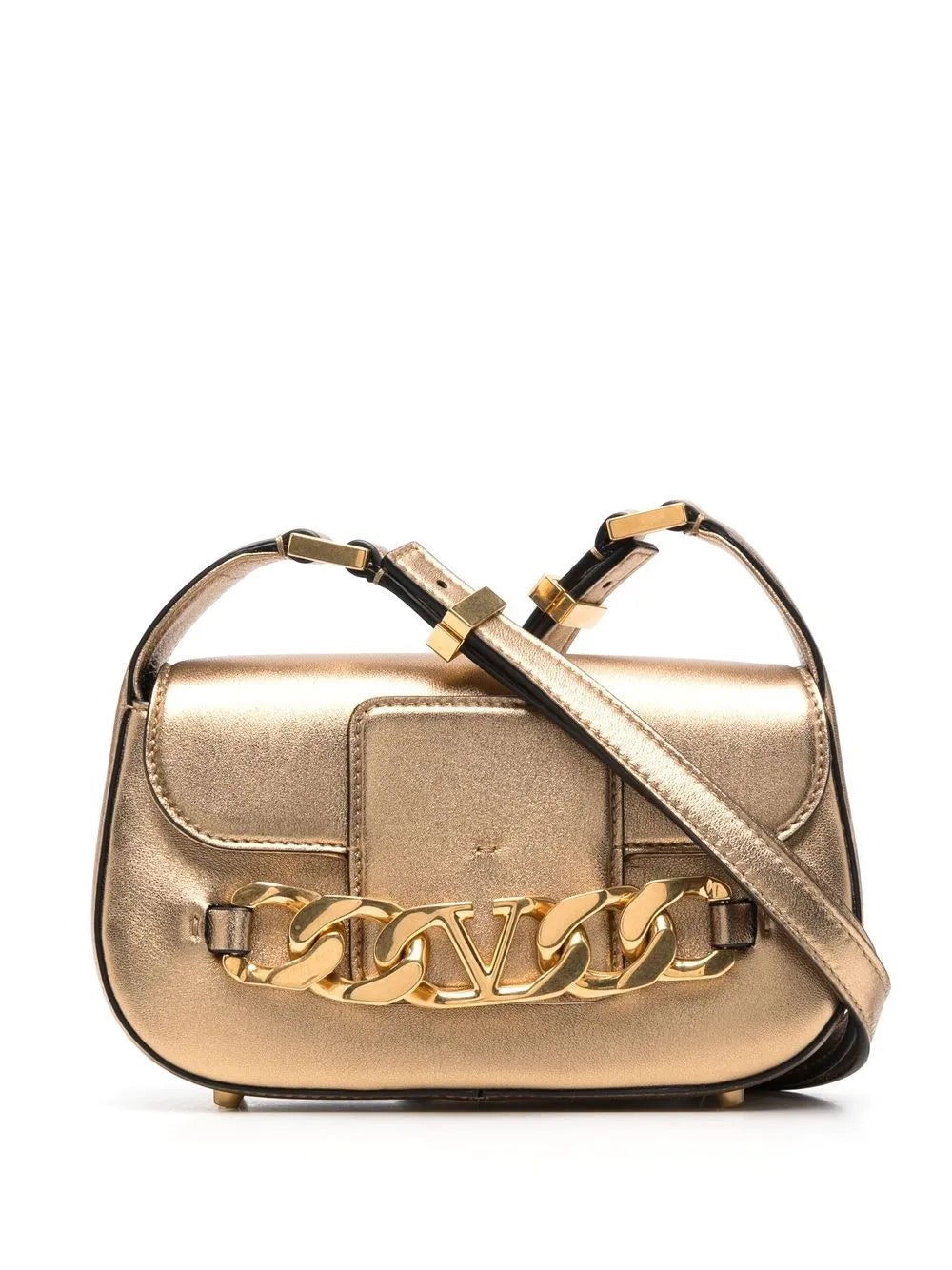 Valentino Garavani Vlogo Chain Leather Shoulder Bag — Same as shown — Size One Size — Front View