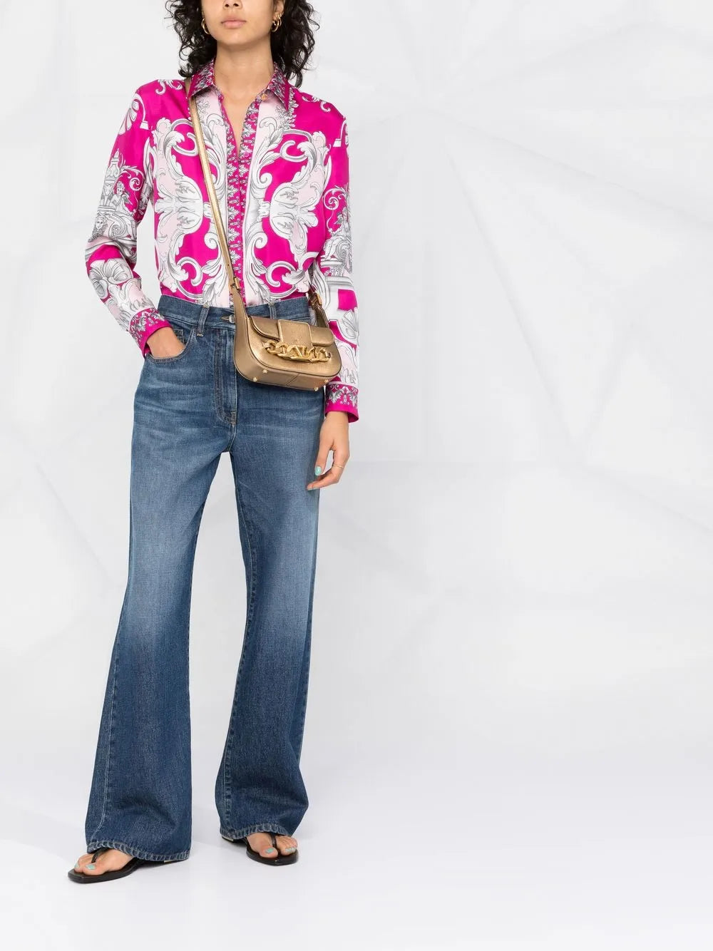 Valentino Garavani Vlogo Chain Leather Shoulder Bag — Same as shown — Size One Size — Side View