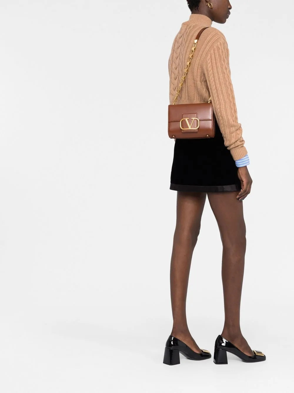 Valentino Garavani Stud Sign Leather Shoulder Bag — Same as shown — Size One Size — Side View