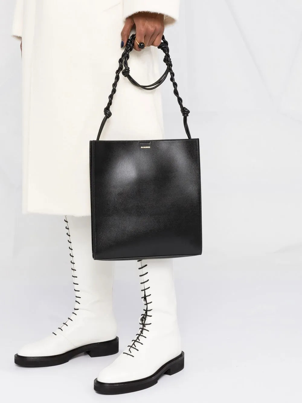 Jil Sander Logo Print Leather Shoulder Bag — Same as shown — Size One Size — Back View