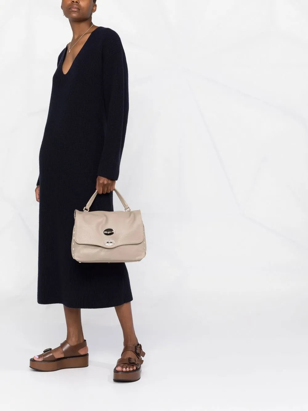 Zanellato Stud Detail Leather Shoulder Bag — Same as shown — Size One Size — Side View