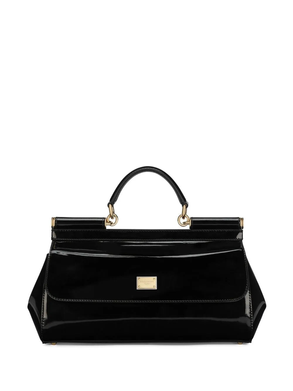 Dolce Gabbana Elongated Sicily Patent Leather Top Handle Bag — Same as shown — Size One Size — Front View