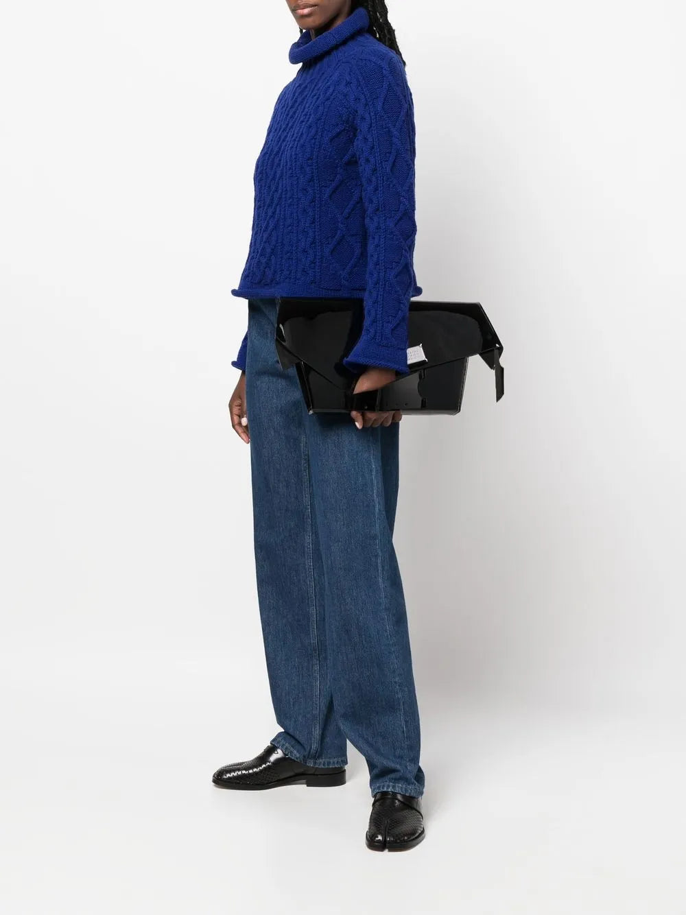 Maison Margiela Logo Plaque Leather Shoulder Bag — Same as shown — Size One Size — Side View