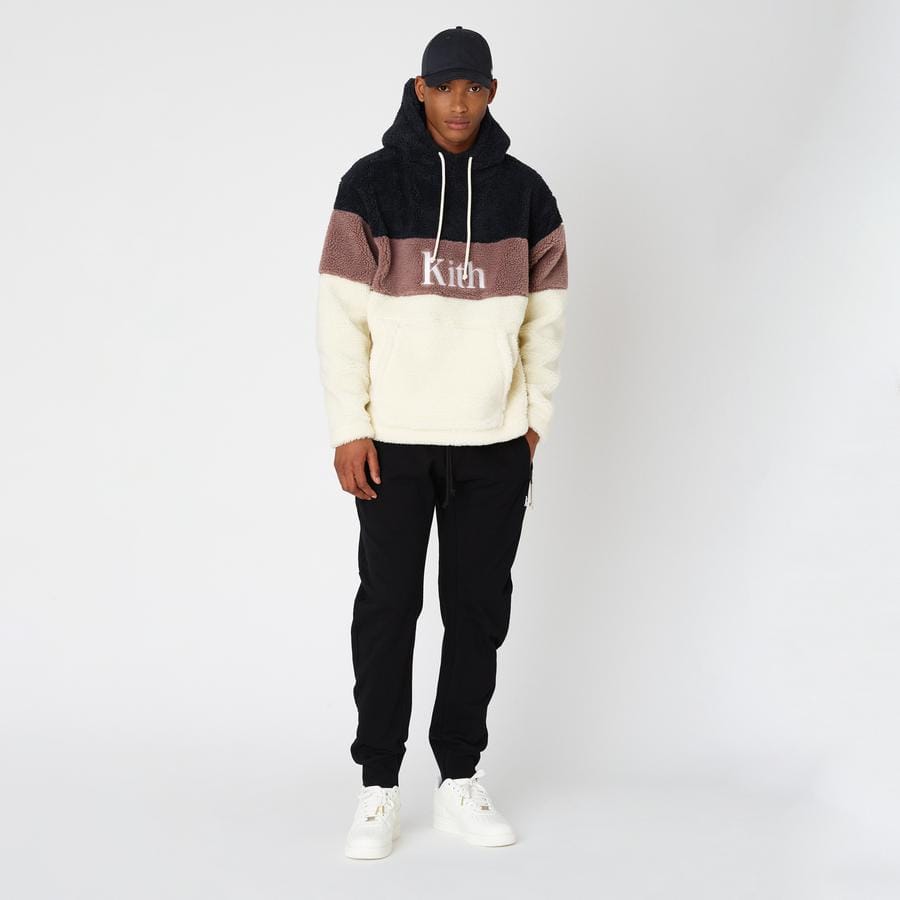 Kith Sherpa Double Pocket Hoodie Mauve — XXS — Top View