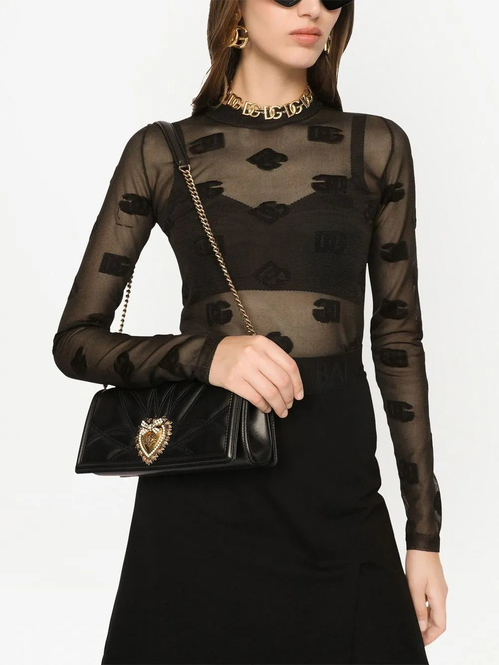 Dolce Gabbana Devotion Quilted Shoulder Bag — Same as shown — Size One Size — Side View