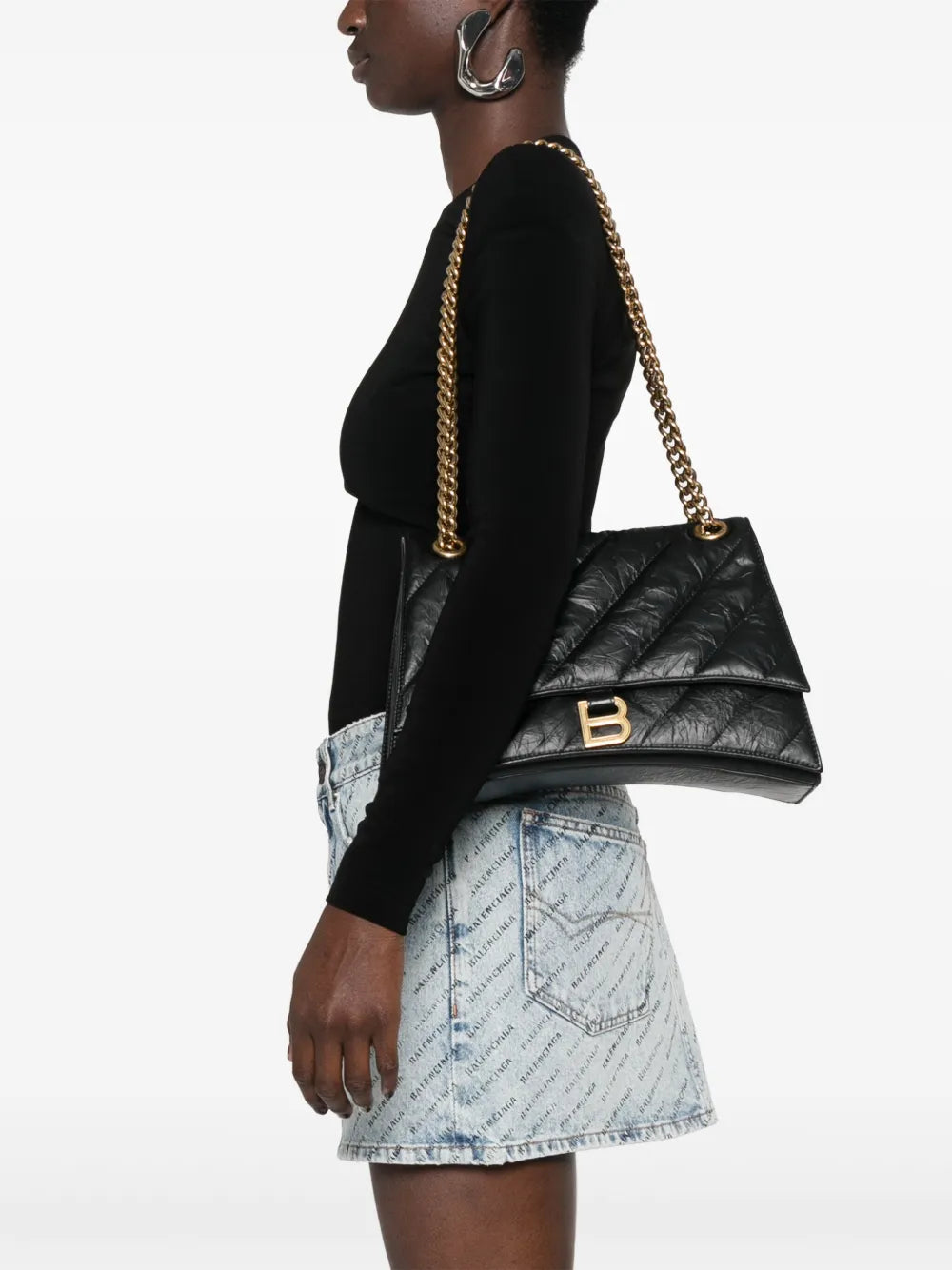Balenciaga Crush Quilted Shoulder Bag — Same as shown — Size One Size — Side View