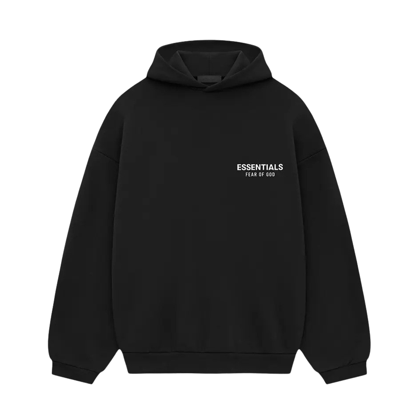 Fear of God Essentials Fleece Hoodie II 'Black' — XXS — Front View