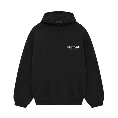 Fear of God Essentials Fleece Hoodie II 'Black' — XXS — Front View