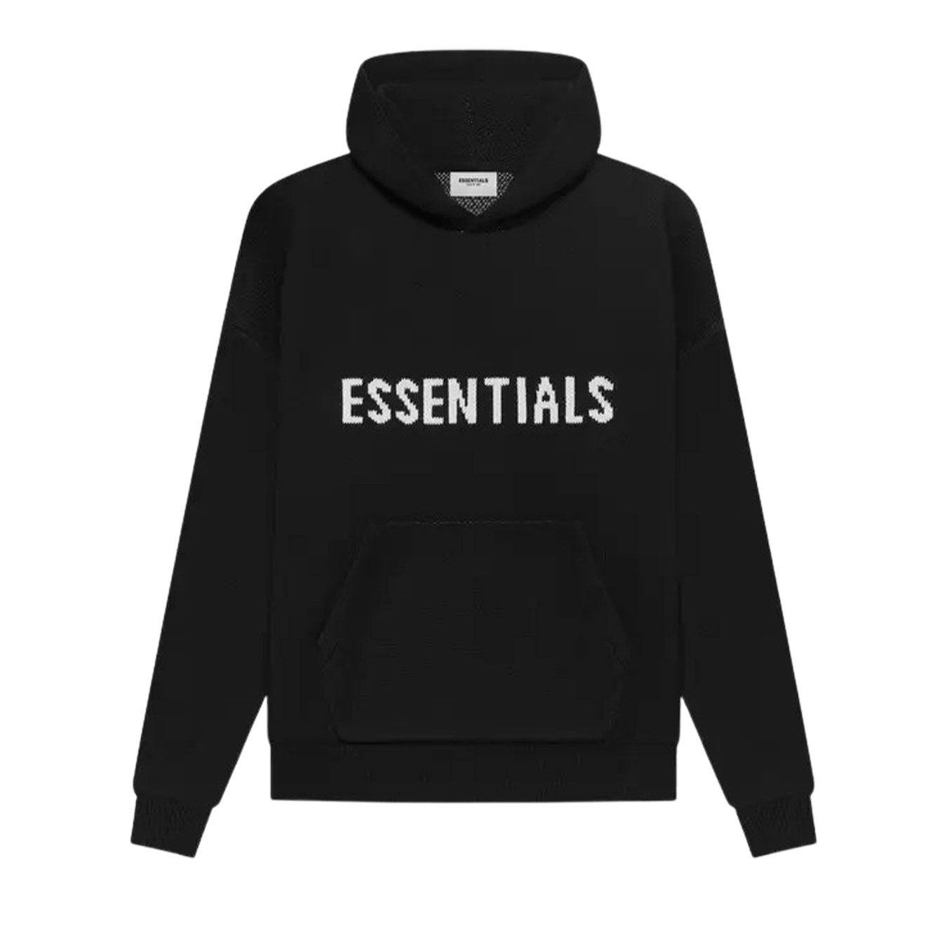 Fear of God Essentials Knit Hoodie 'Black' — XXS — Front View