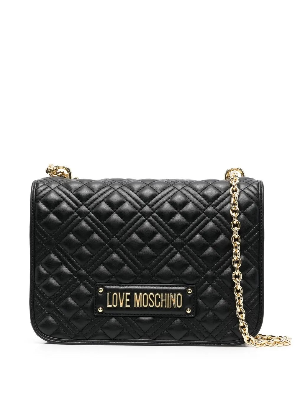 Love Moschino Logo Plaque Quilted Shoulder Bag — Same as shown — Size One Size — Front View